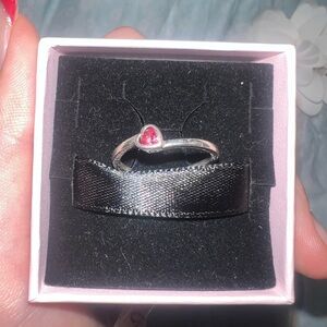 Pandora silver ring with pink heart Size 5.5/6